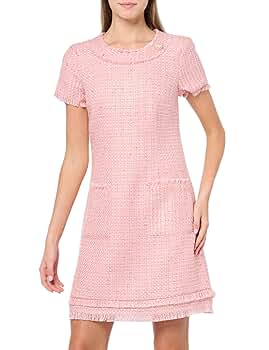 Eliza J Women's Short Sleeve High Neck Tweed Shift Mini
